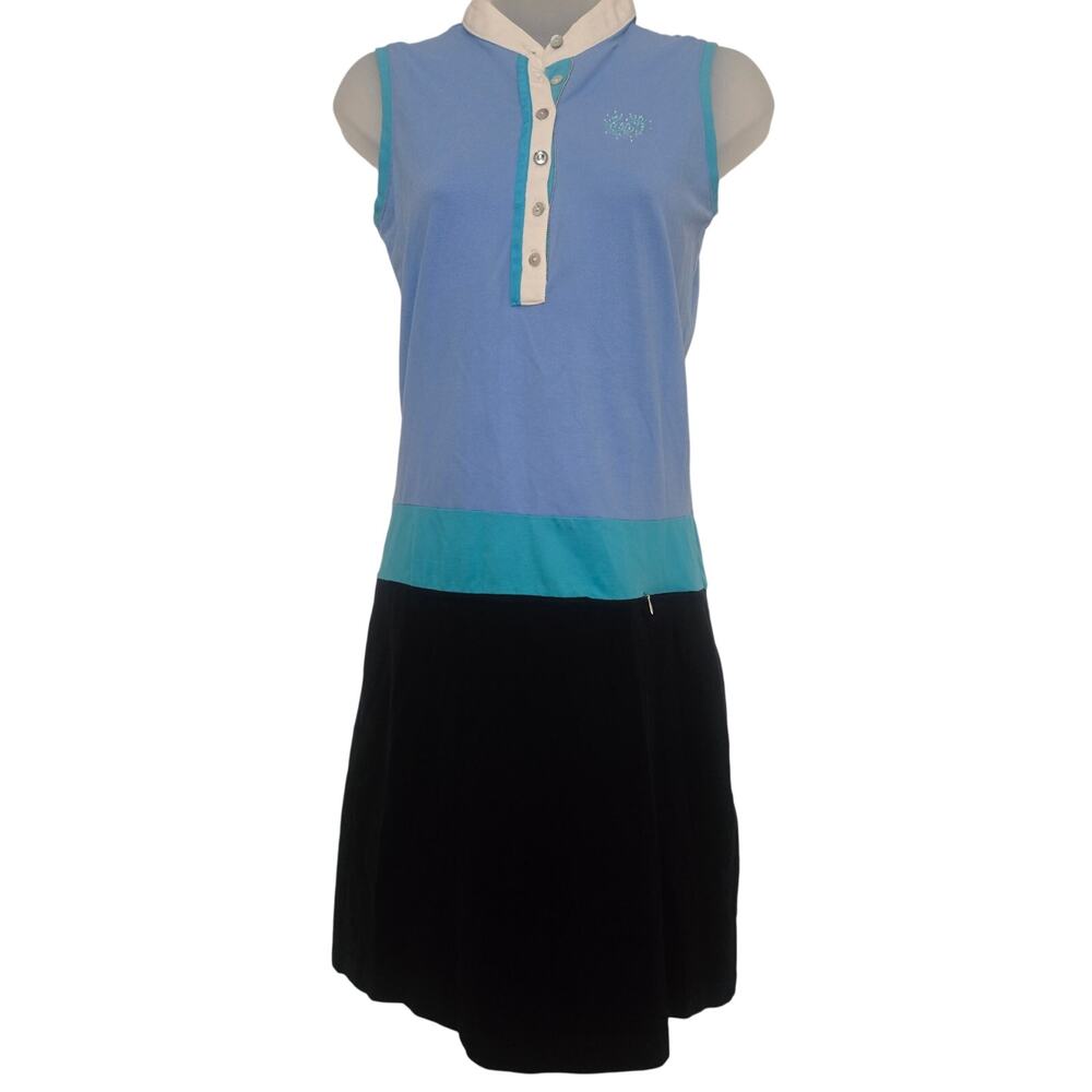Cute Blue & White DS Daily Sports Sleeveless Polo Tennis Dress Size XS